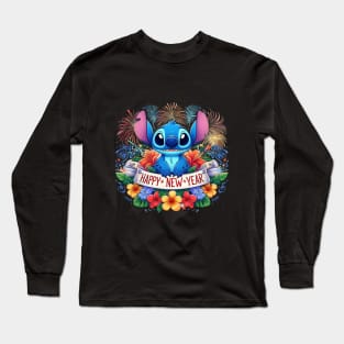 Santa Stitch  Happy New Year Stitch Long Sleeve T-Shirt